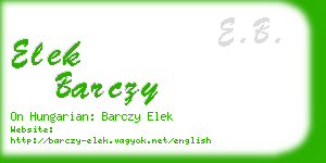 elek barczy business card